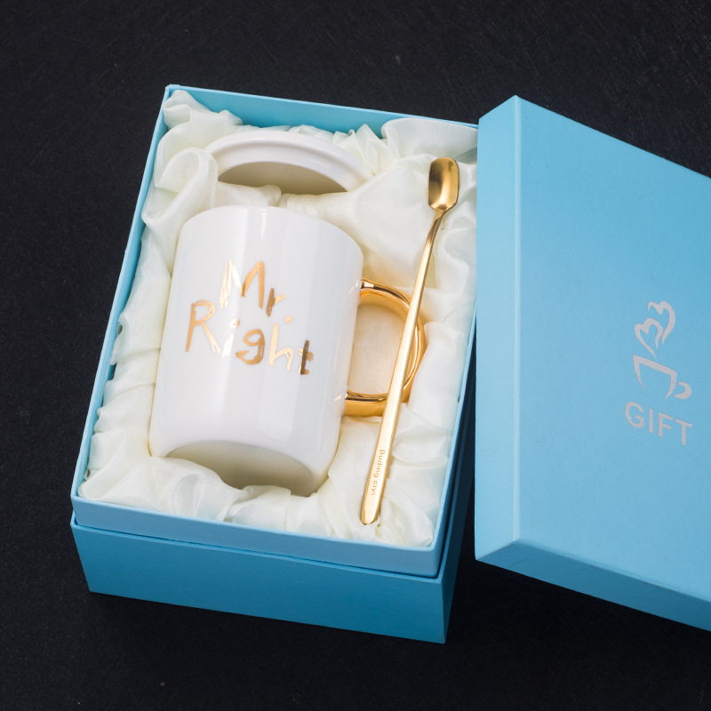 跨境爆款母亲节父亲节礼物陶瓷马克杯简约水杯MOMDAD杯子礼盒装