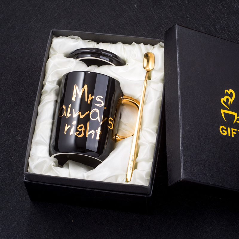 跨境爆款母亲节父亲节礼物陶瓷马克杯简约水杯MOMDAD杯子礼盒装