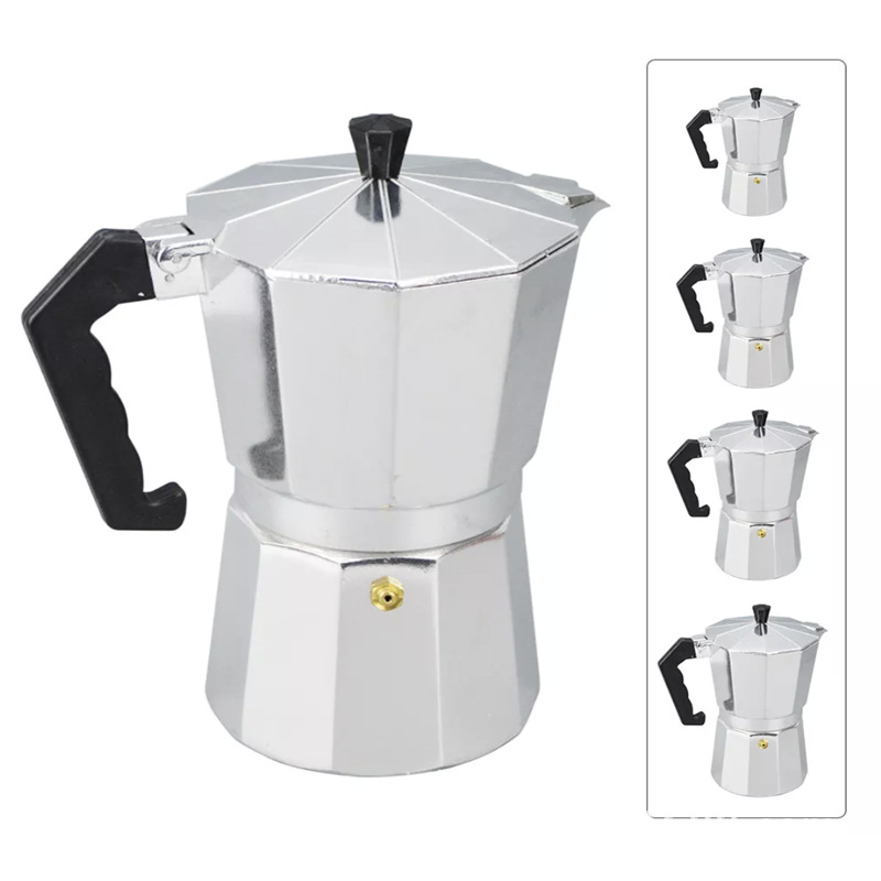 跨境爆款wish厂家现货批发 铝制摩卡壶/咖啡壶 可放电磁炉