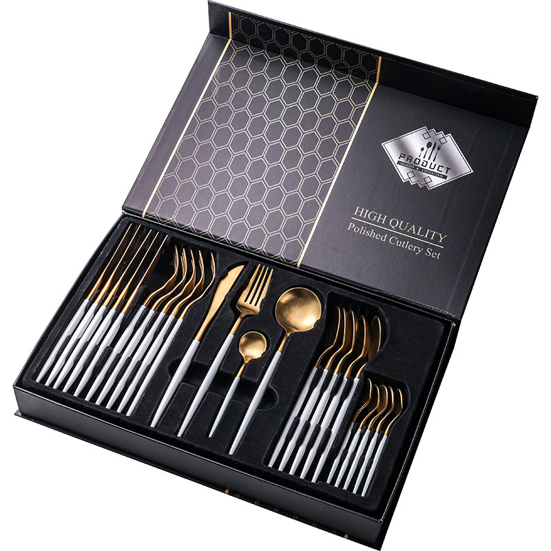 1010不锈钢餐具24件套葡萄牙四主件 刀叉勺跨境礼盒套装赠品 厂家