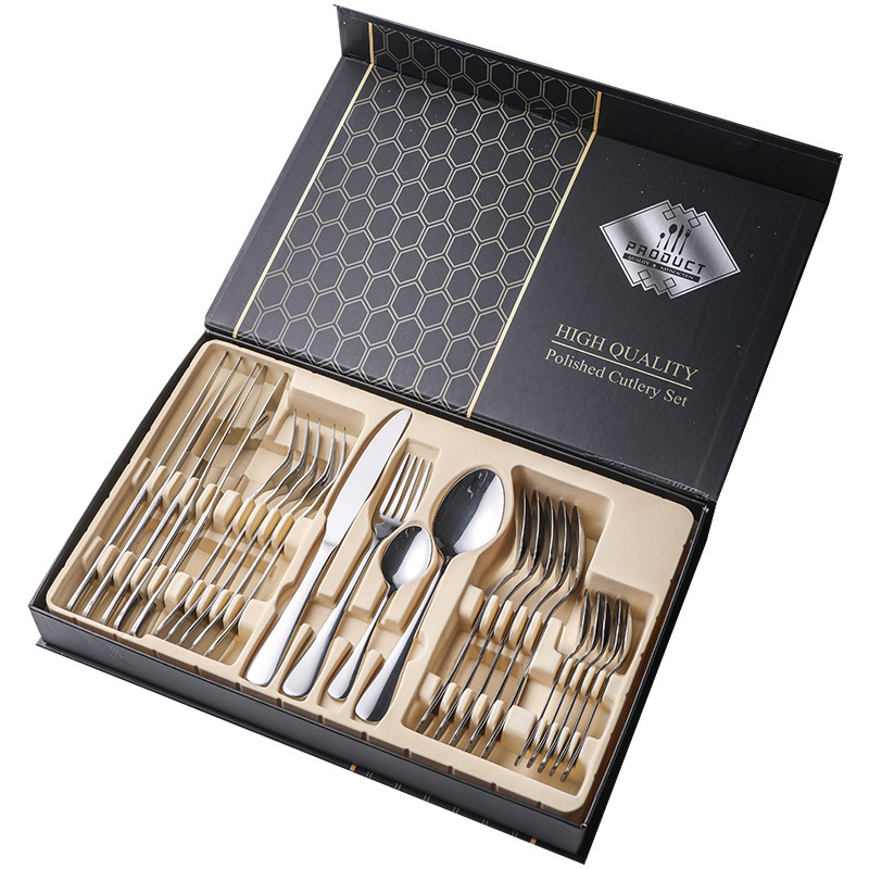 1010不锈钢餐具24件套葡萄牙四主件 刀叉勺跨境礼盒套装赠品 厂家