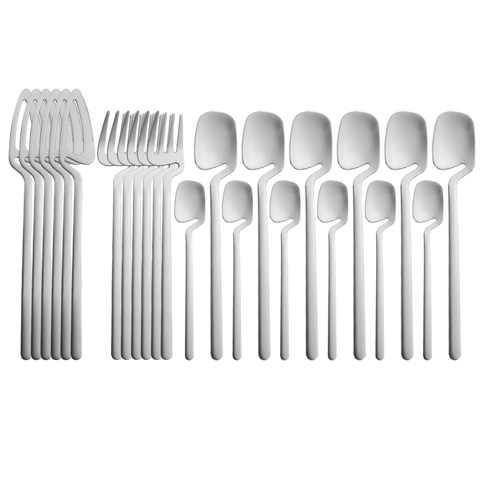 跨境不锈钢挂杯餐具24件套 创意挂壁勺刀叉 速卖通个性挂杯刀叉勺