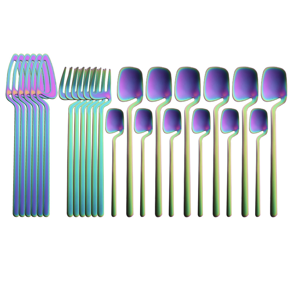 跨境不锈钢挂杯餐具24件套 创意挂壁勺刀叉 速卖通个性挂杯刀叉勺