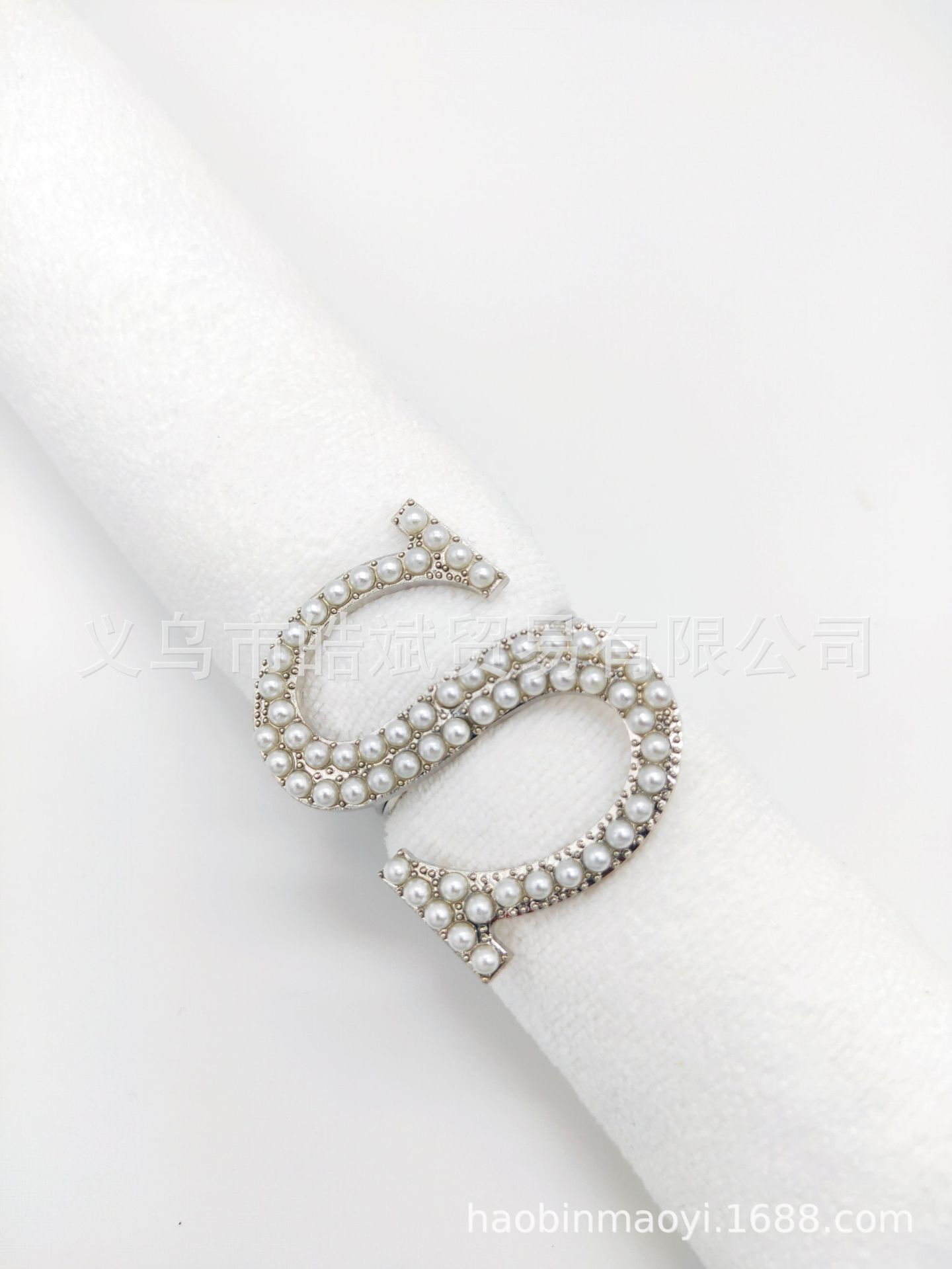 跨境爆款合金字母餐巾环西餐厅餐巾扣豹纹字母餐巾圈批发