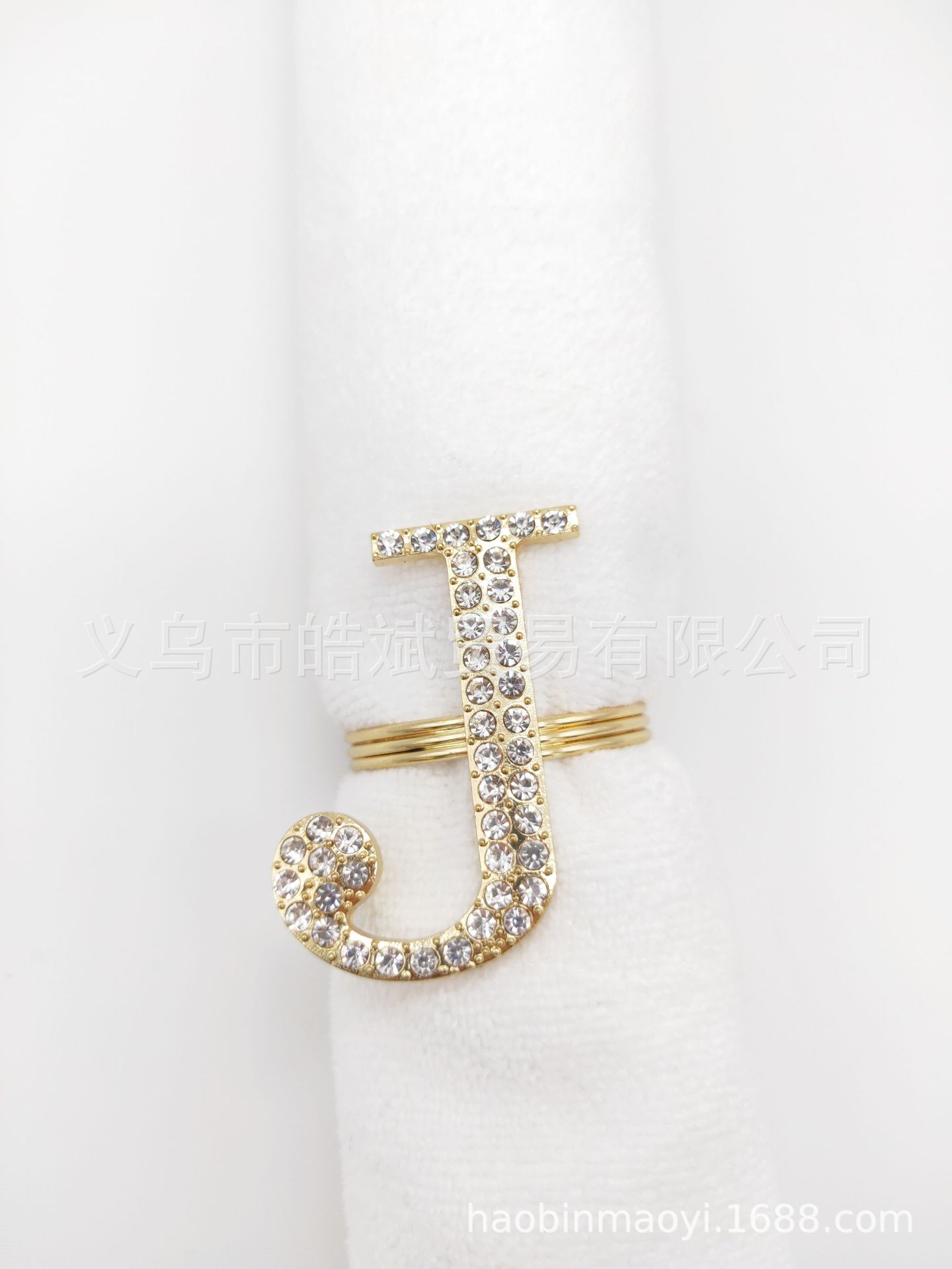 跨境爆款合金字母餐巾环西餐厅餐巾扣豹纹字母餐巾圈批发