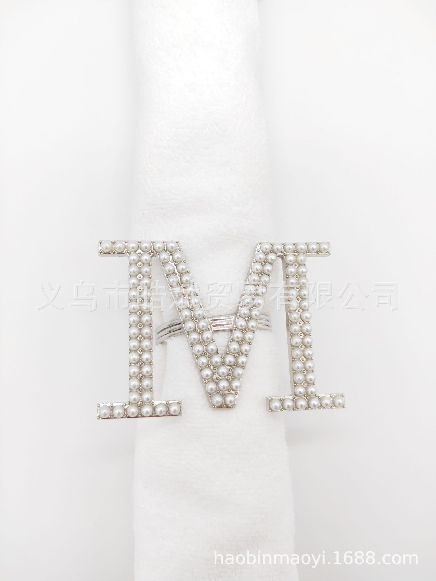 跨境爆款合金字母餐巾环西餐厅餐巾扣豹纹字母餐巾圈批发