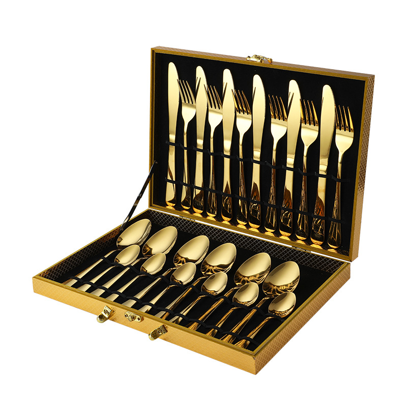 跨境爆款1010不锈钢餐具套装刀叉勺24件套礼盒 餐具礼品套装批发