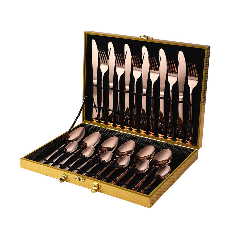 跨境爆款1010不锈钢餐具套装刀叉勺24件套礼盒 餐具礼品套装批发