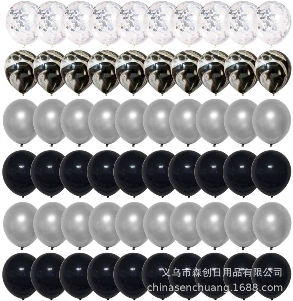跨境爆款金属气球夜蓝墨蓝亮片组合气球套装婚礼生日派对装饰用品
