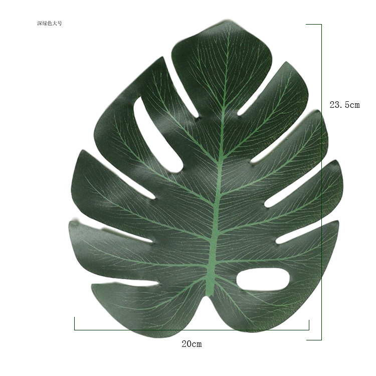 跨境亚马逊爆款 仿真无骨龟背叶 假叶子 夏威夷派对餐桌装饰用品