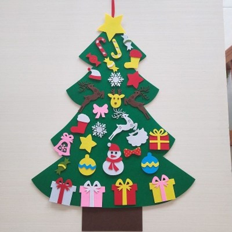 直销跨境爆款毛毡圣诞树圣诞节立体装饰圣诞节礼物益智DIY圣诞树