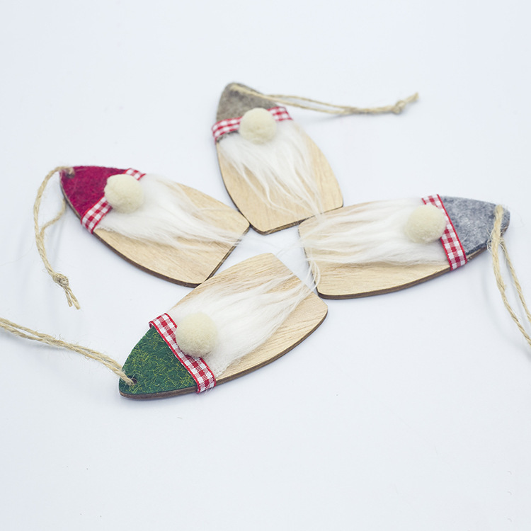 新款圣诞节装饰用品木质毛毡圣诞老人挂件创意圣诞树装饰跨境爆款