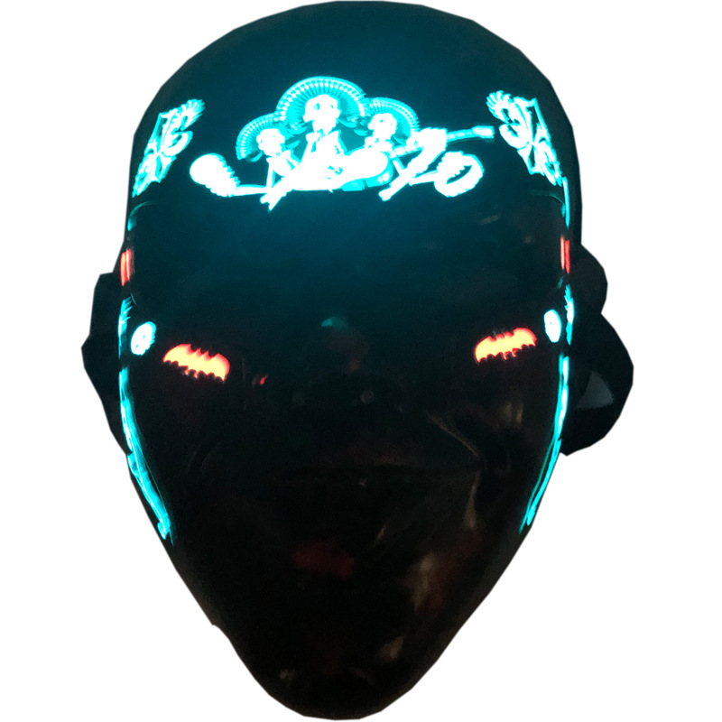 万圣节新款LED声控发光面具跨境爆款恶魔小丑吸血鬼兽人闪光面具