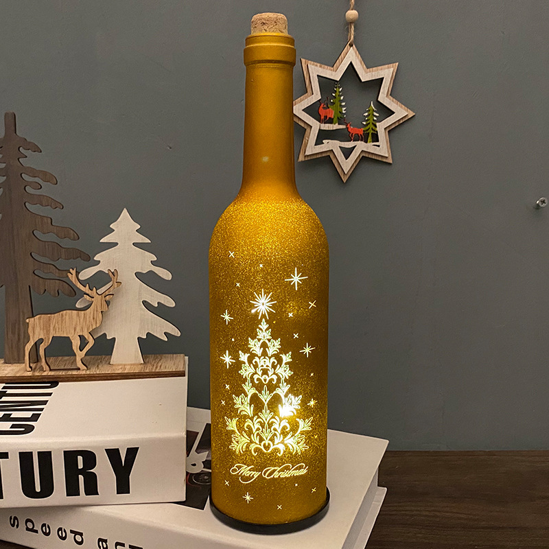 跨境爆款节日用品led圣诞 酒瓶灯家庭酒吧装饰圣诞工艺品创意布置