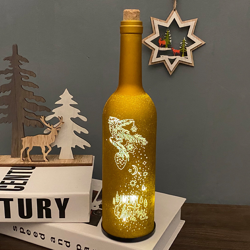 跨境爆款节日用品led圣诞 酒瓶灯家庭酒吧装饰圣诞工艺品创意布置