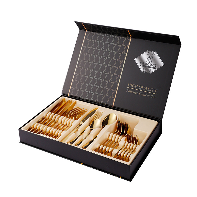 跨境不锈钢餐具24件套1010四主件亚马逊爆款产品刀叉勺礼品盒套装