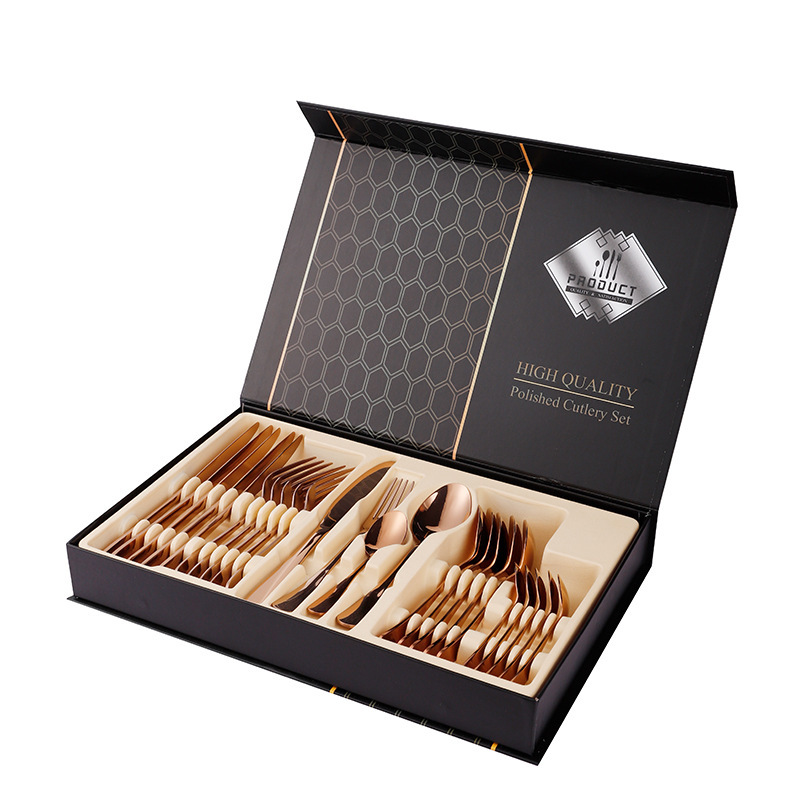 跨境不锈钢餐具24件套1010四主件亚马逊爆款产品刀叉勺礼品盒套装