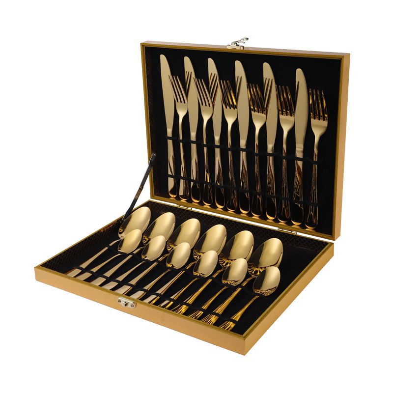 亚马逊爆款不锈钢西餐餐具24件套装1010四主件刀叉勺跨境礼盒套装