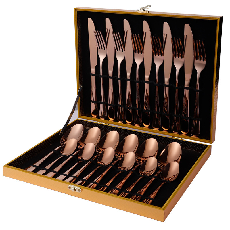 亚马逊爆款不锈钢西餐餐具24件套装1010四主件刀叉勺跨境礼盒套装