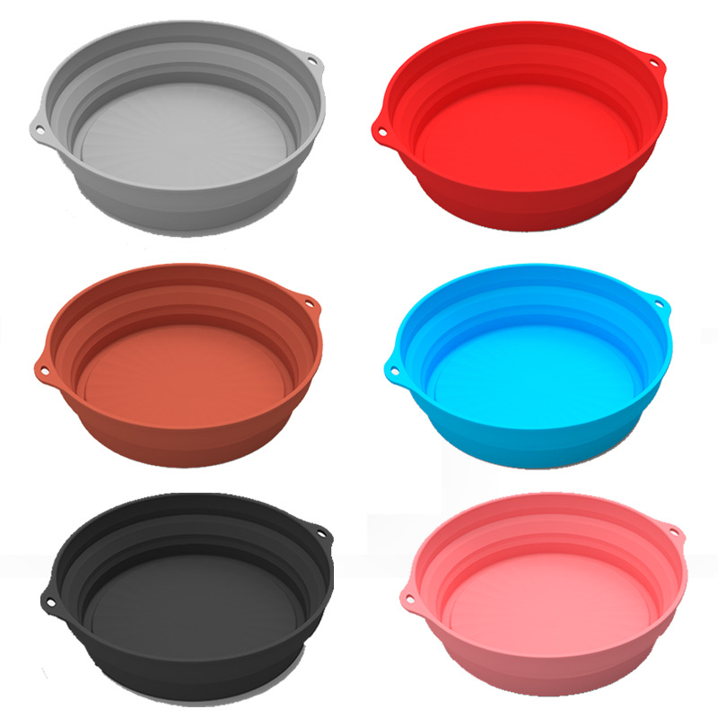 跨境爆品圆形空气炸锅硅胶烤盘 Air fryer silicone可折叠款硅胶