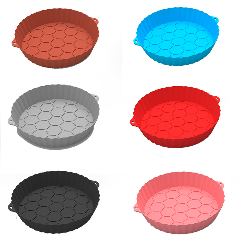 跨境爆品圆形空气炸锅硅胶烤盘 Air fryer silicone可折叠款硅胶