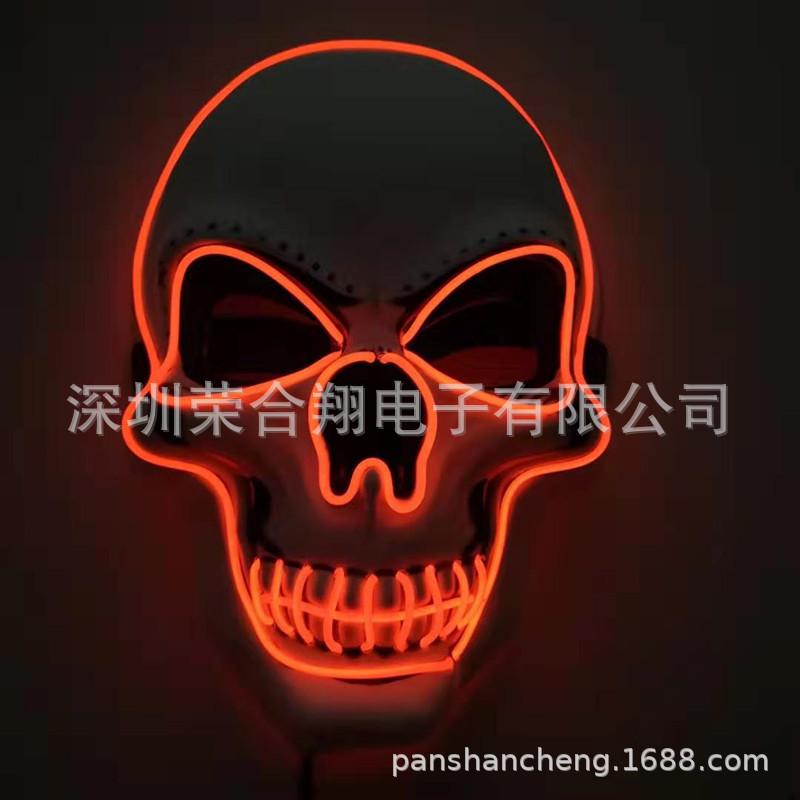 万圣节发光面具派对玩具V字仇杀鬼步舞led冷光面具批发复活节道具