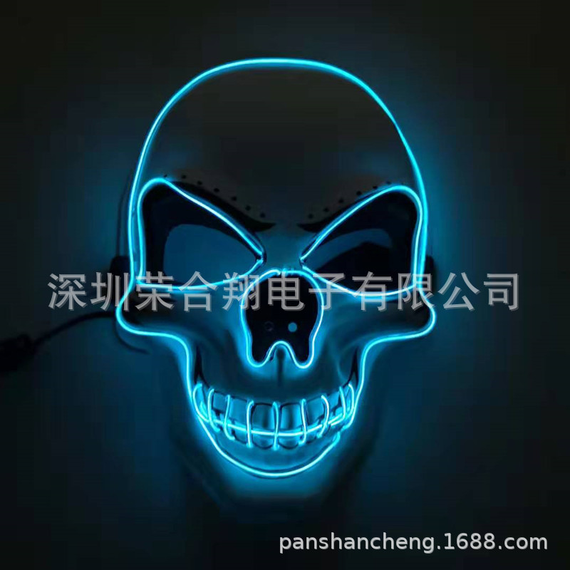 万圣节发光面具派对玩具V字仇杀鬼步舞led冷光面具批发复活节道具