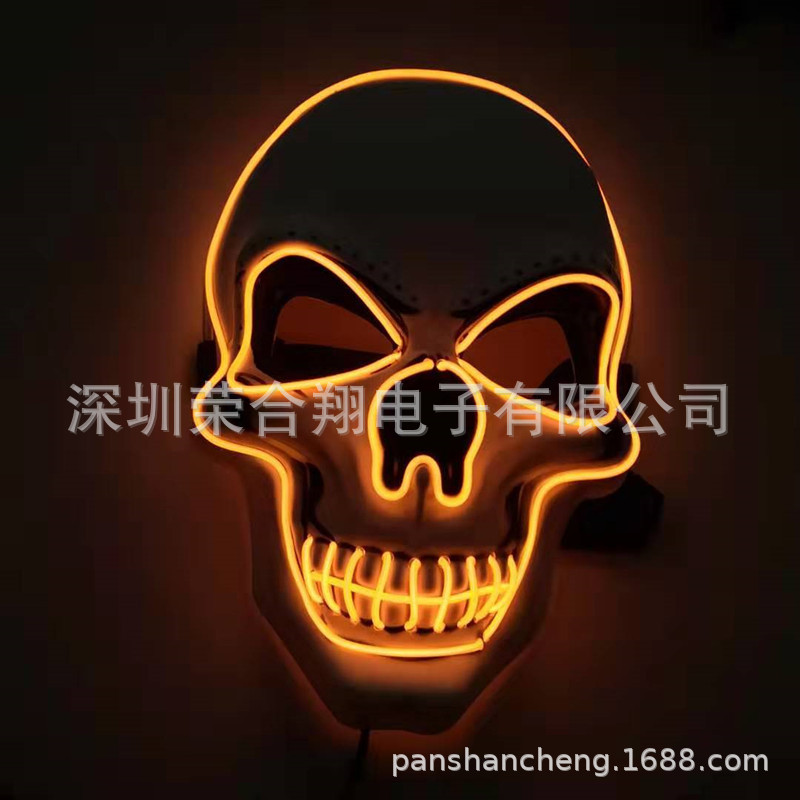 万圣节发光面具派对玩具V字仇杀鬼步舞led冷光面具批发复活节道具