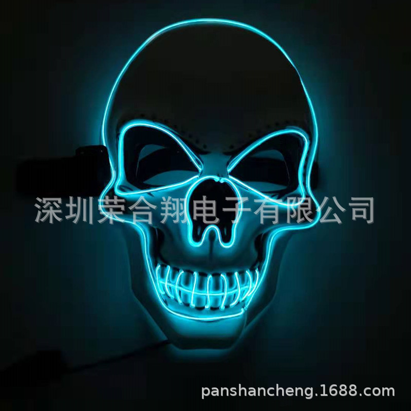 万圣节发光面具派对玩具V字仇杀鬼步舞led冷光面具批发复活节道具