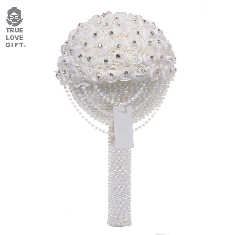 跨境爆款韩式仿真花朵花朵水钻礼物手捧花新娘水钻手捧花送礼精品