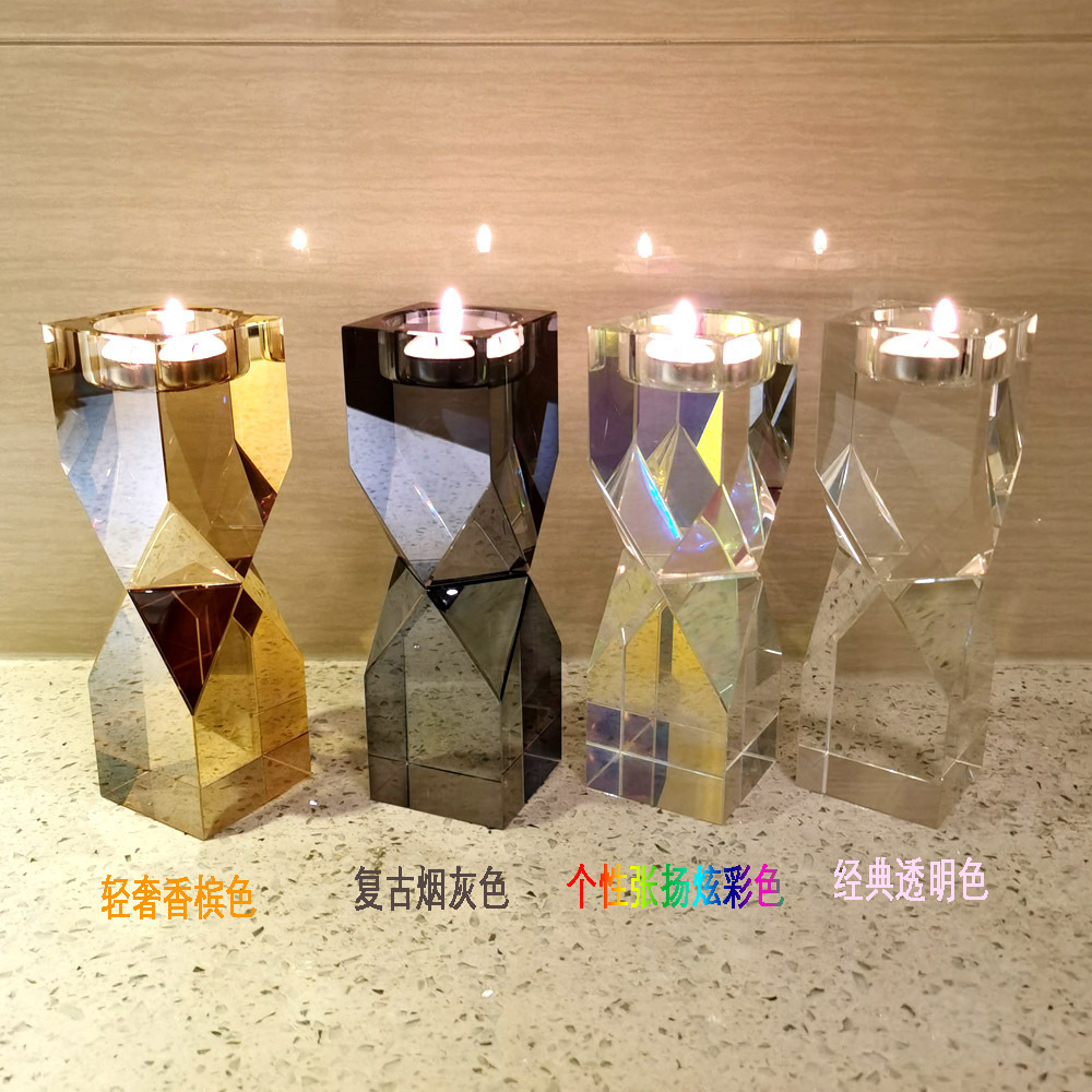 跨境爆款2021年新款水晶烛台居家装饰酒店用品欧式轻奢水晶蜡烛杯