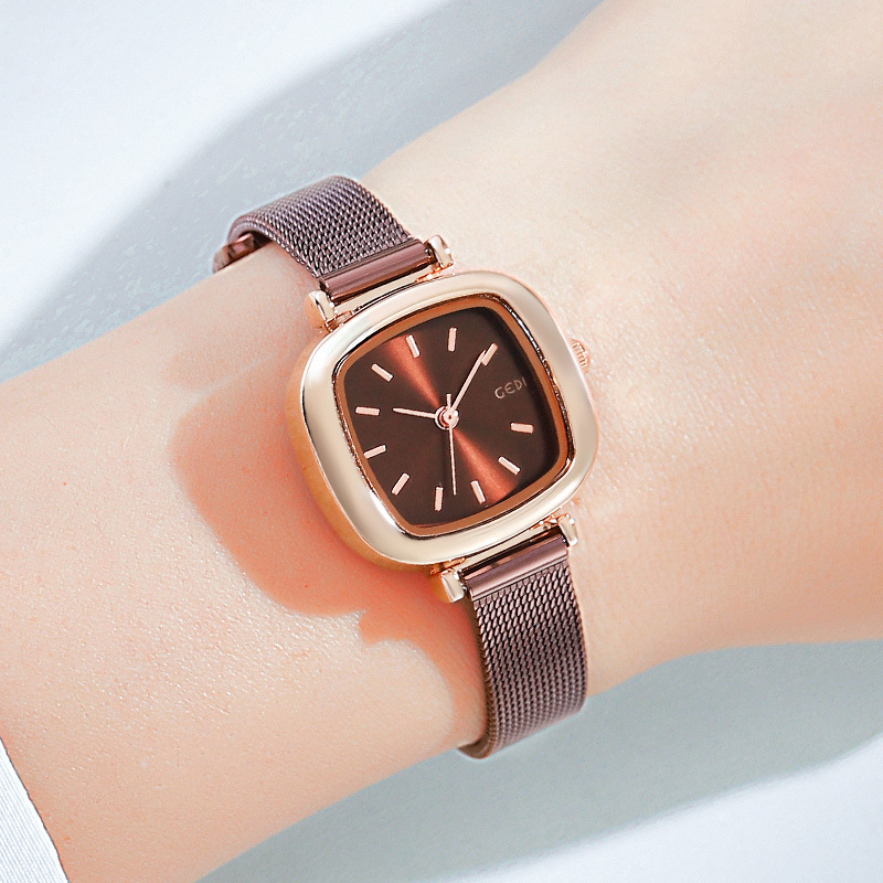 GEDI跨境爆款网带女士手表韩版时尚潮流休闲方形气质石英防水手表