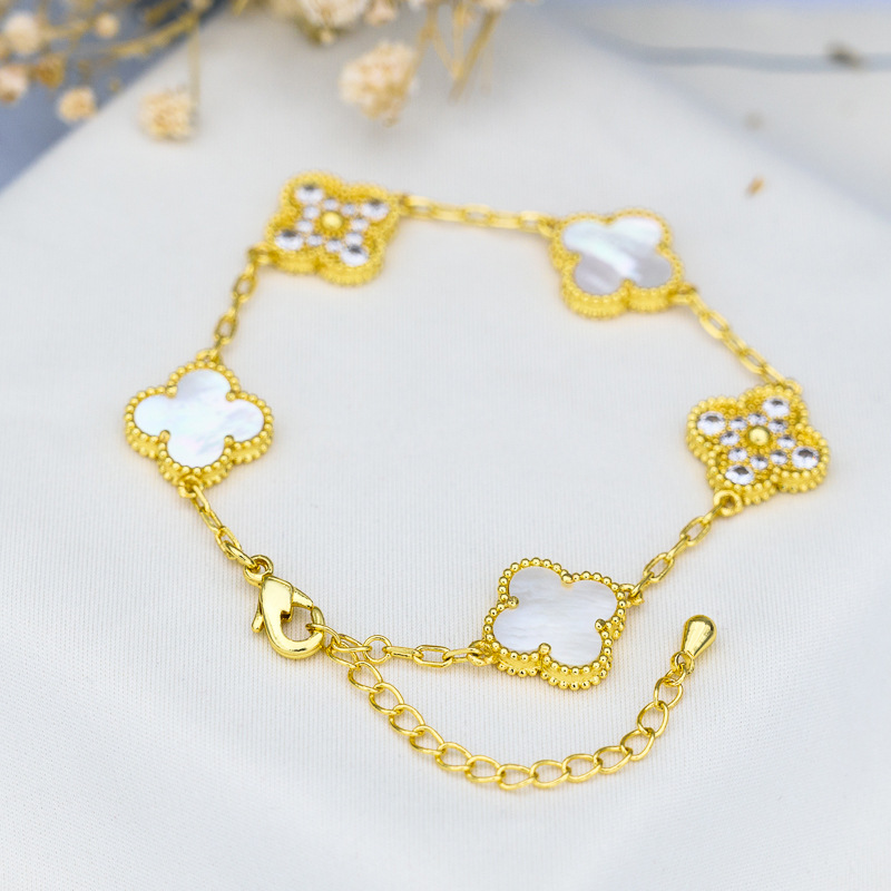 18k金网红四叶草手链女ins韩版五花幸运闺蜜礼物跨境爆款配饰