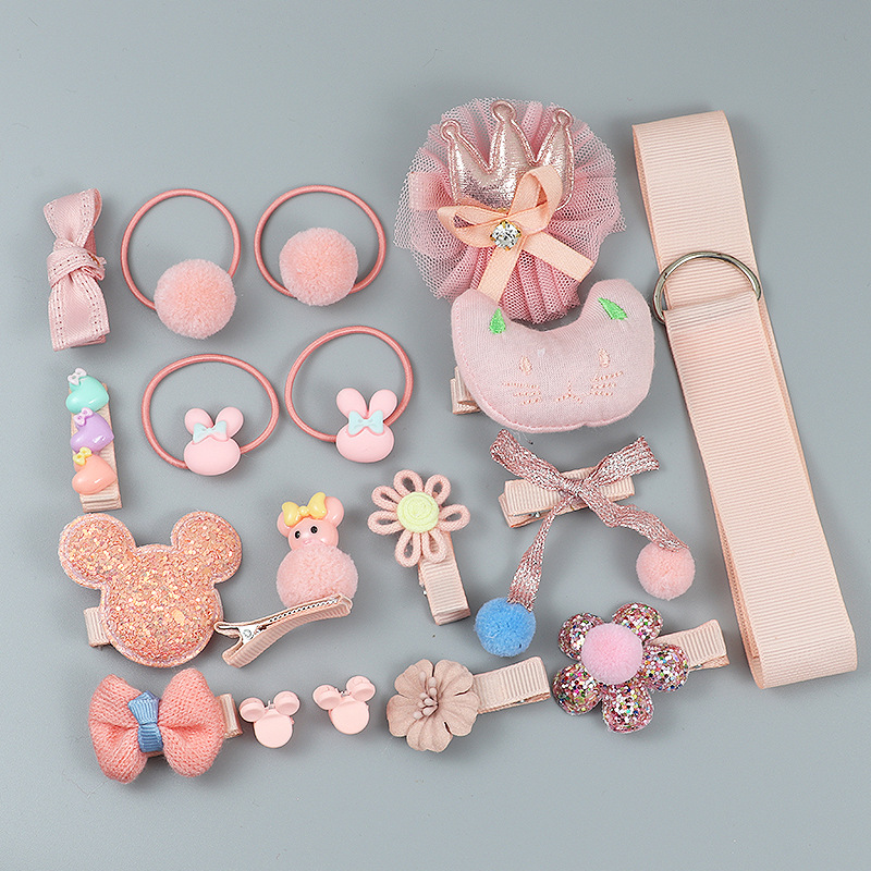 跨境爆款18件套儿童发饰套装宝宝发夹发圈公主头饰发卡礼盒套装