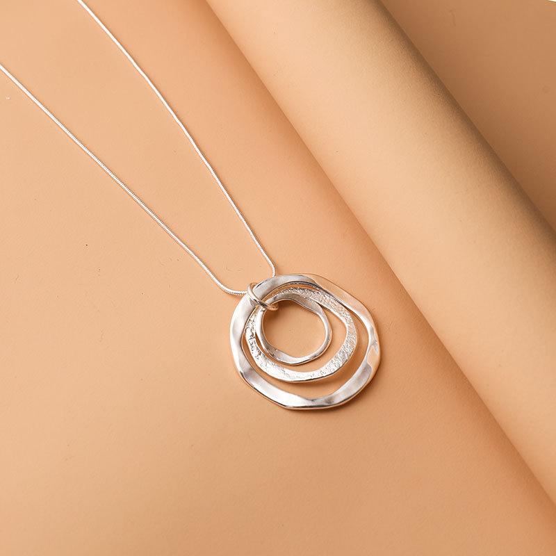 跨境亚马逊磨砂百搭爆款ins风不规则圆环项链几何吊坠环保饰品