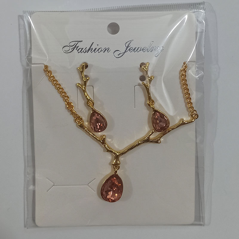 欧美跨境爆款水晶珍珠项链耳钉套装独角兽新娘珠宝套装饰品女士