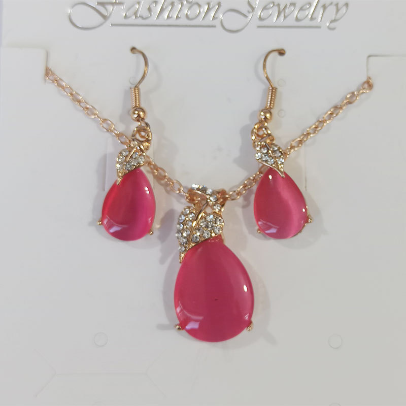 欧美跨境爆款水晶珍珠项链耳钉套装独角兽新娘珠宝套装饰品女士