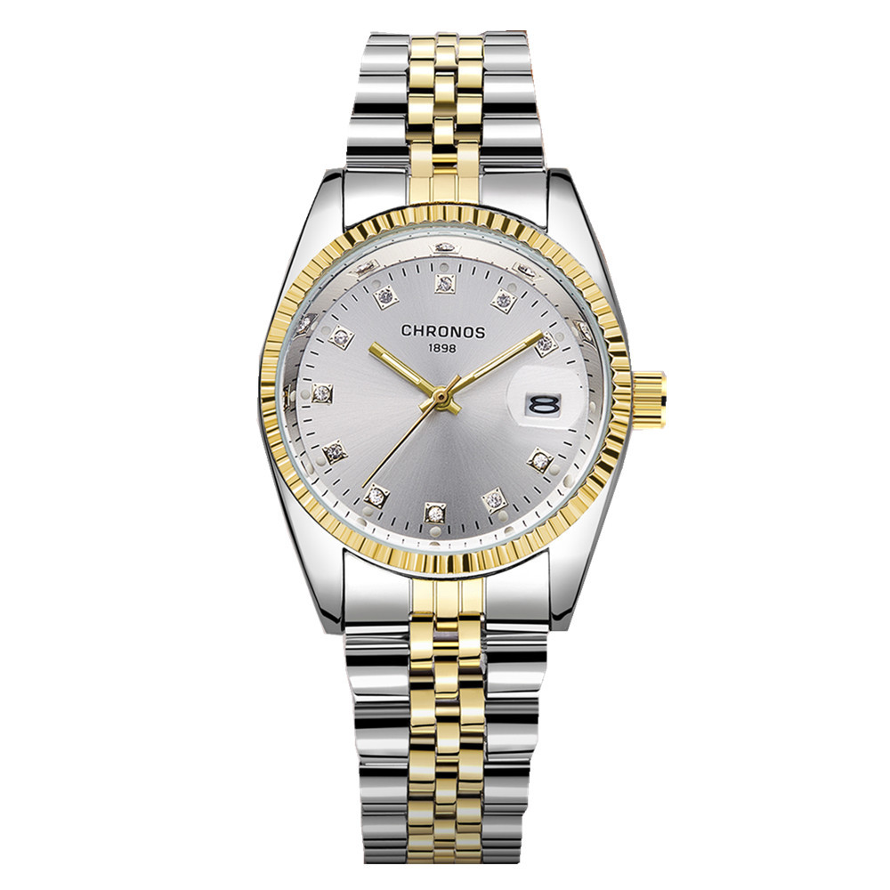 CHRONOS柯罗诺斯跨境爆款情侣手表 防水镶钻石英表watch一件代发