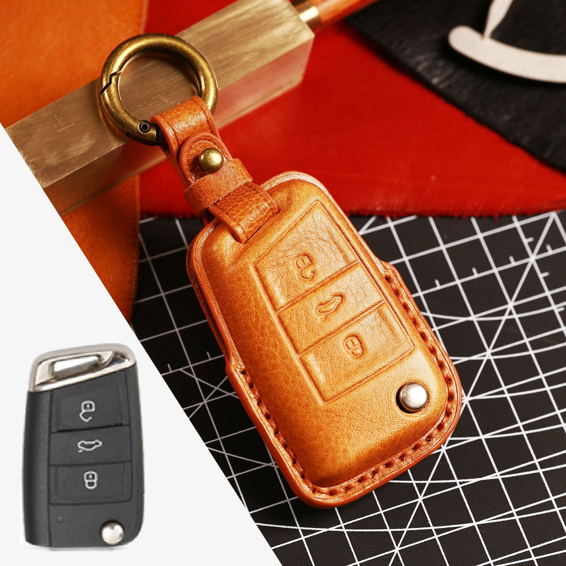 跨境热销爆款适用于大众钥匙套新款帕萨特真皮汽车钥匙套可代发