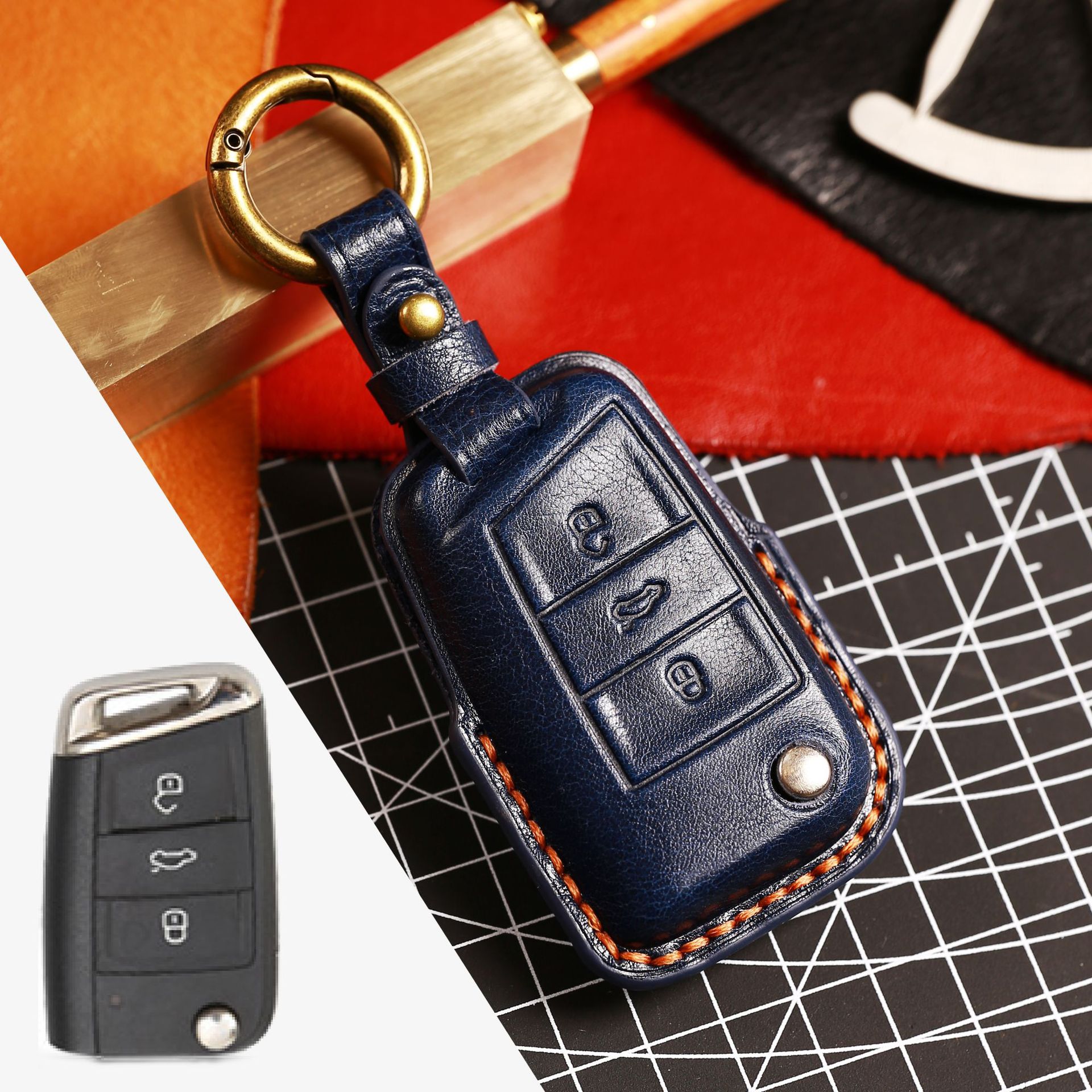 跨境热销爆款适用于大众钥匙套新款帕萨特真皮汽车钥匙套可代发