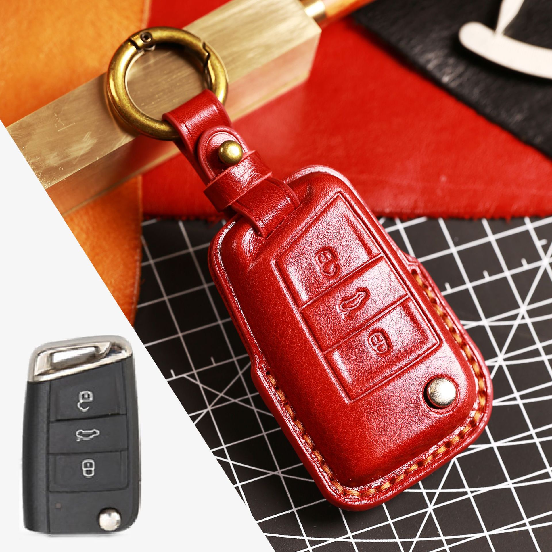 跨境热销爆款适用于大众钥匙套新款帕萨特真皮汽车钥匙套可代发