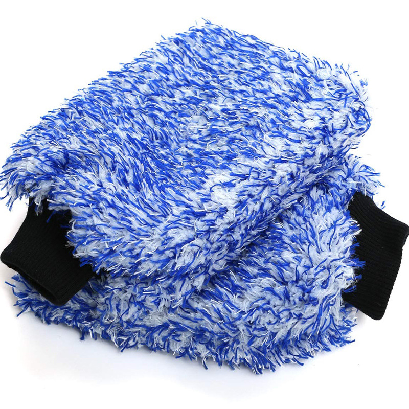 热卖洗车工具 超细纤维双面大号彩色长毛珊瑚绒洗车手套