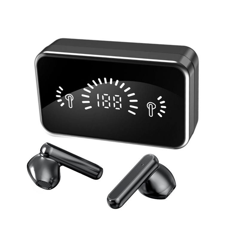 蓝牙耳机镜面大屏无线双耳工厂直供私模tws手机耳机通V9