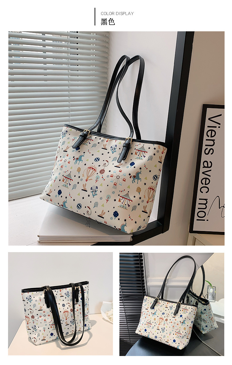 街头时尚百搭小清晰印花帆布女包2023热销爆款单肩女包