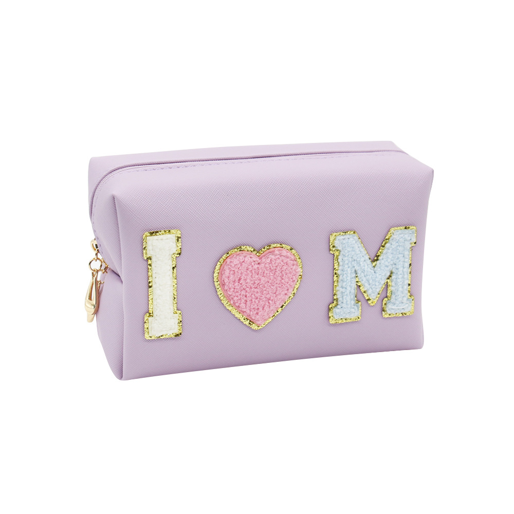 定制简约女士手提洗漱包刺绣旅行防水收纳便携pu小化妆包