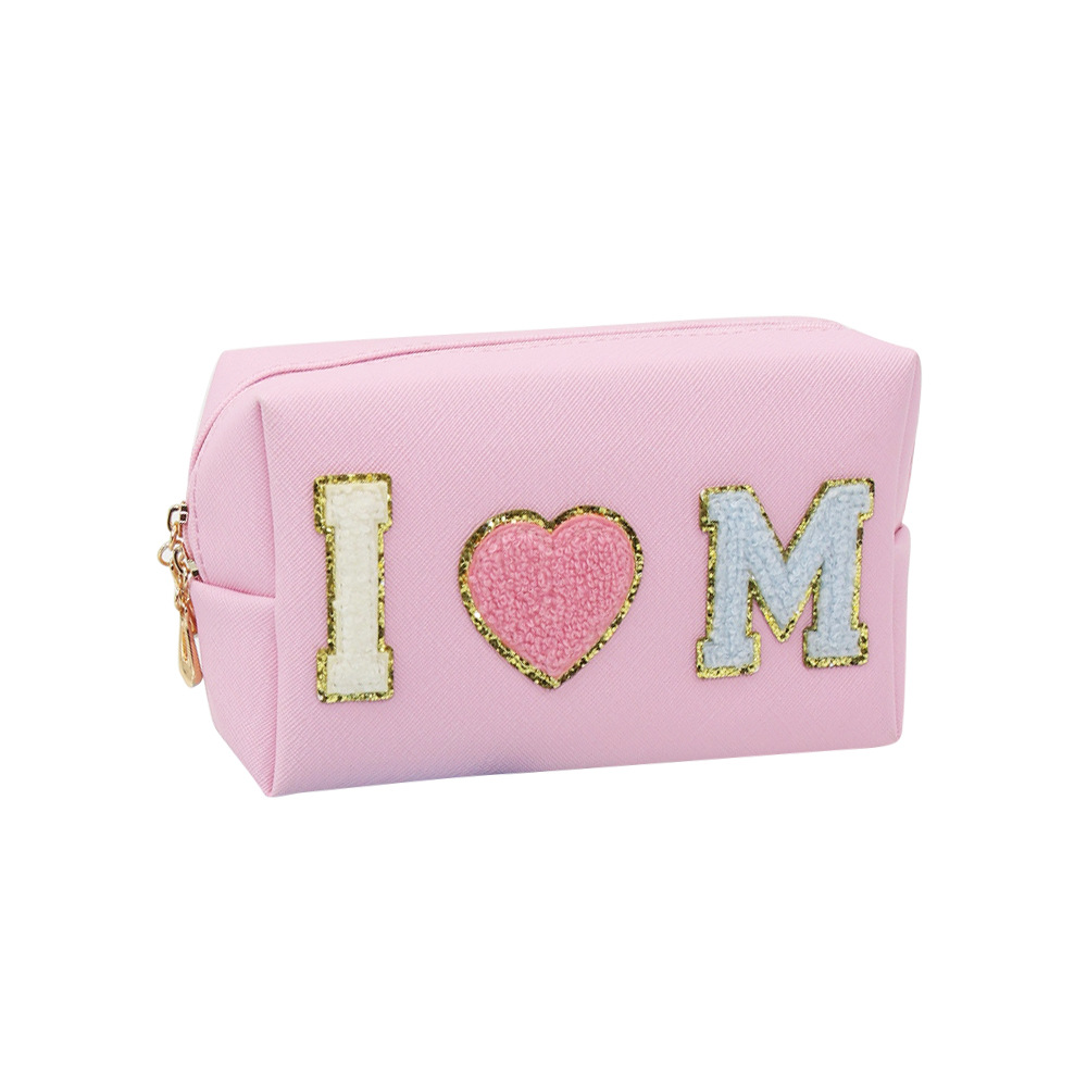 定制简约女士手提洗漱包刺绣旅行防水收纳便携pu小化妆包