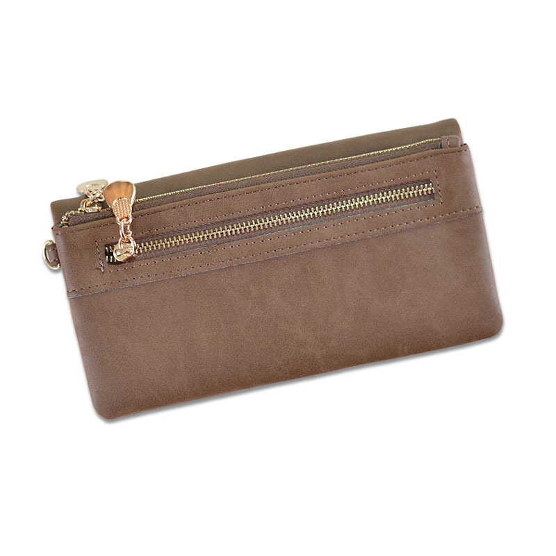 双拉链钱包女士长款手机包欧美pu大容量手提包厂家直销