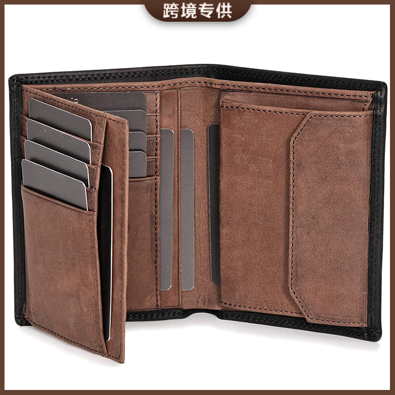 真皮男士钱包男款亚马逊爆款真皮钱包RFID防磁防盗多功能
