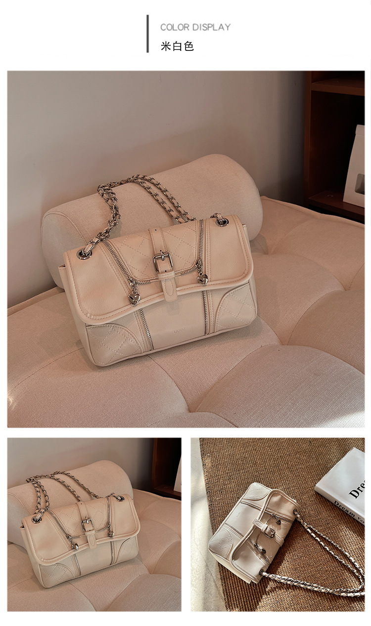 时尚潮流百搭拉链装饰拼接单肩女包2023热销爆款通勤女包