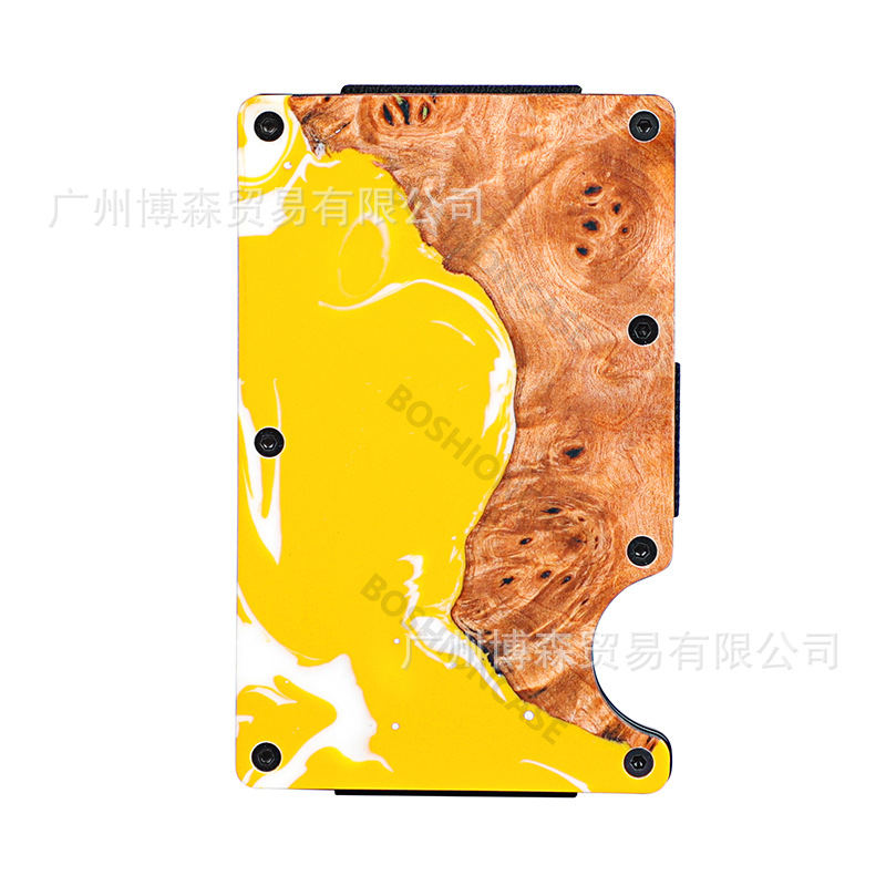 钱夹高质量稳定木信用卡钱夹防盗RFID铝制薄款卡包